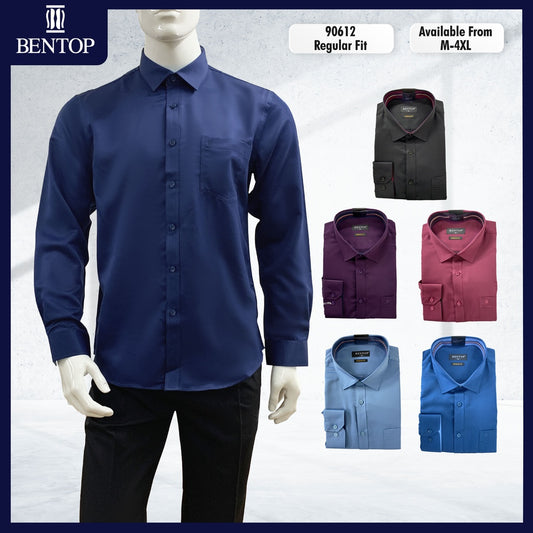90612 Men Formal Button Smart Casual Long Sleeve Regular Fit Kemeja Suit Shirt