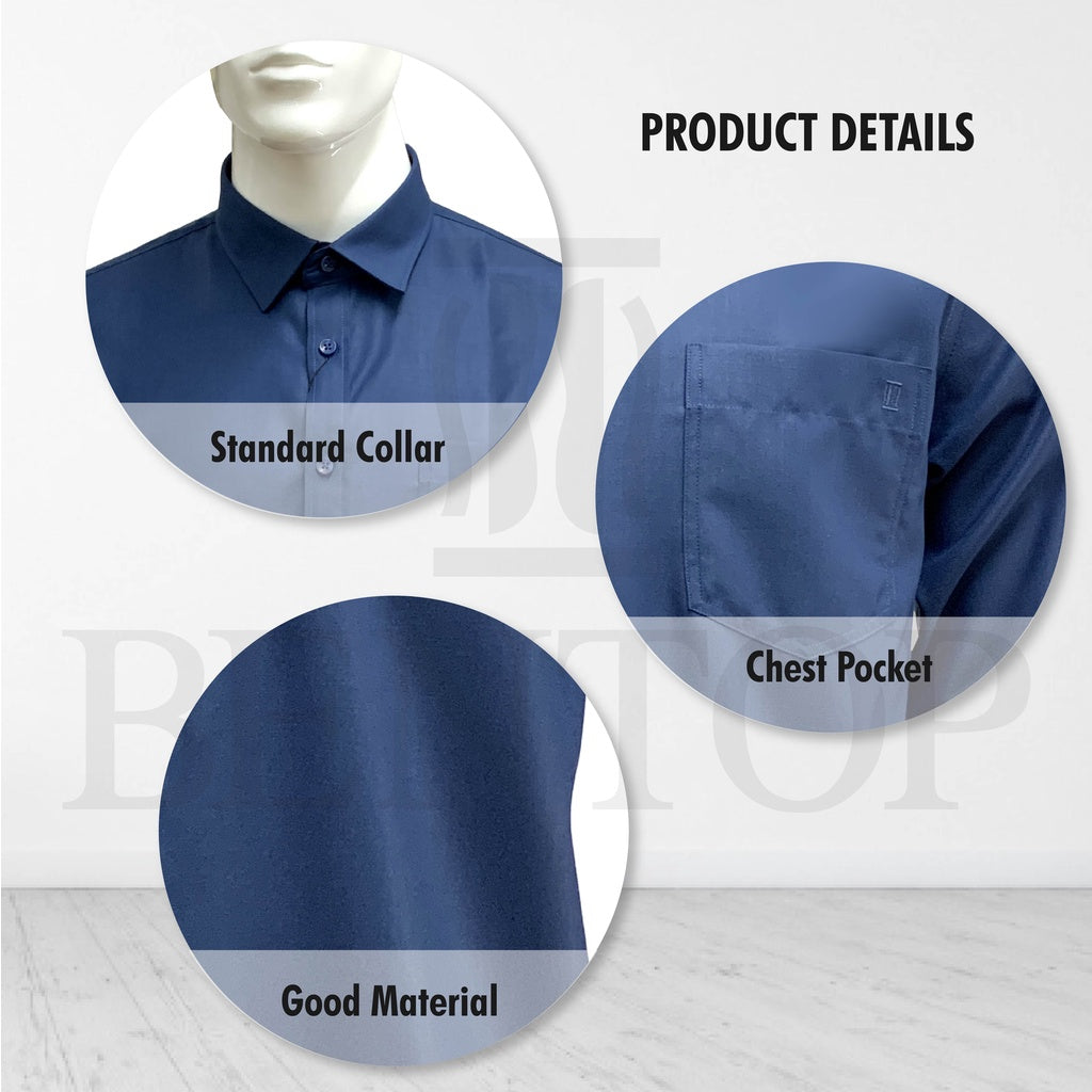 90605 Men Formal Button Smart Casual Long Sleeve Slim Fit Kemeja Suit Shirt