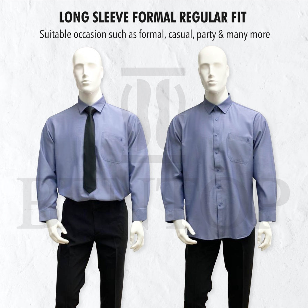 90604 Bentop Regular Fit Shirt Plain Shirt Office Wear Lengan Panjang Baju Kemeja Lelaki