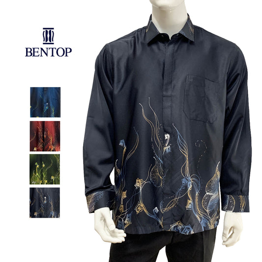 90652 (New Release) Bentop Baju Batik Kemeja Long Sleeve Baju Batik Lengan Panjang
