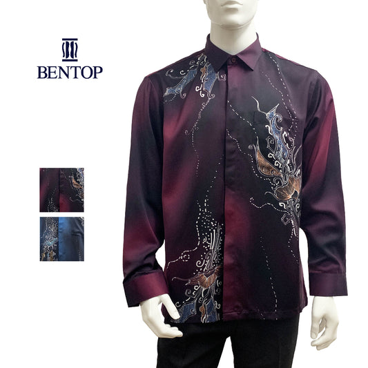 90626 Bentop Long Sleeve Regular Fit Batik Shirt Baju Batik Lengan Panjang Lelaki Office Wear