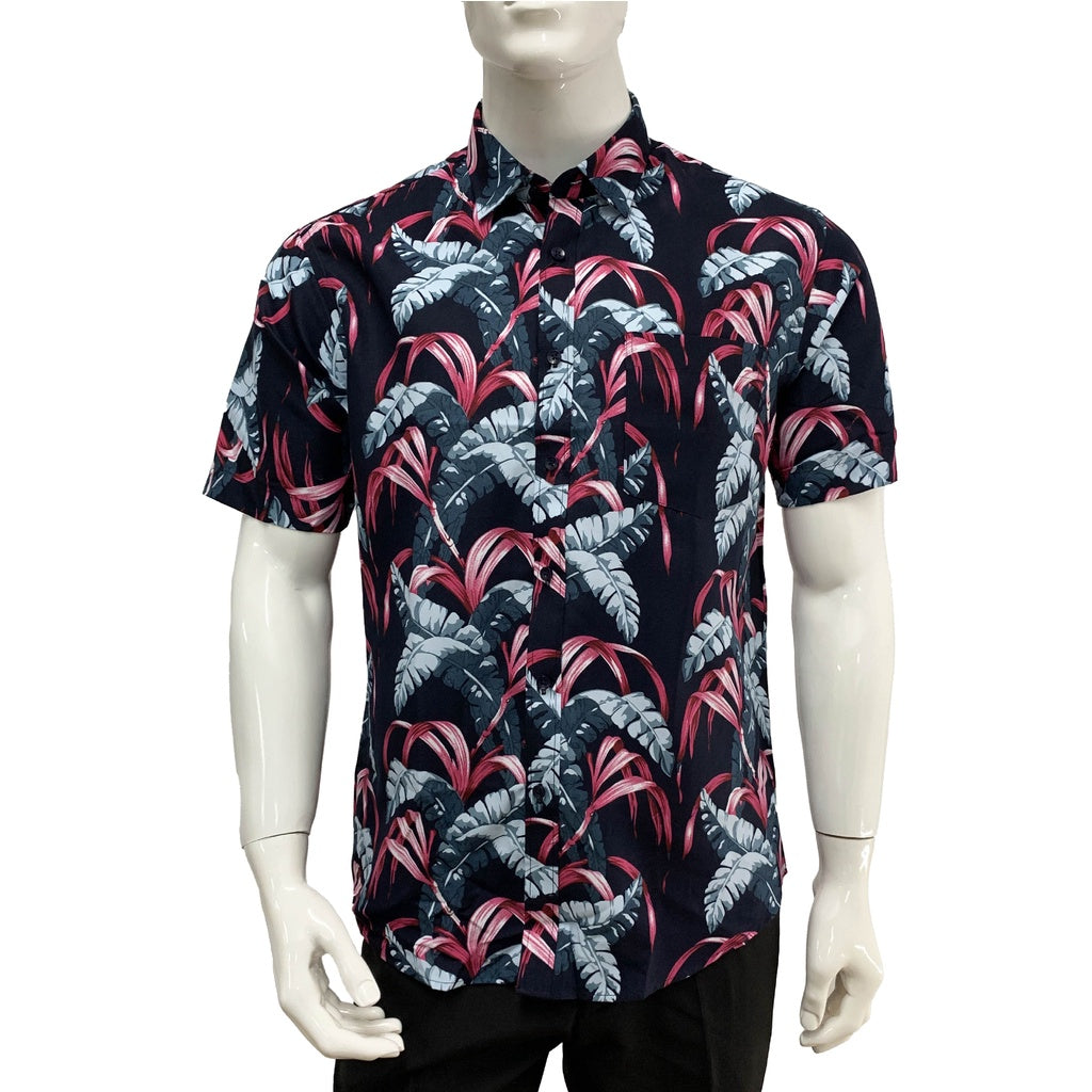 80327 Bentop Summer Mens New Short Sleeve Floral Shirts Fashion Casual Baju Lelaki Slim Fit