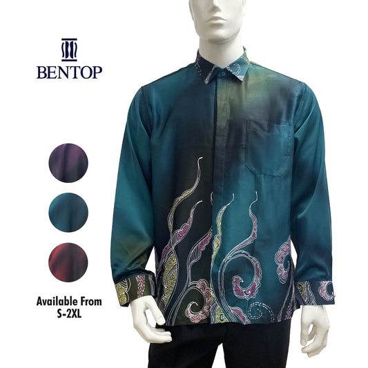 90624 Bentop Long Sleeve Regular Fit Batik Shirt Baju Batik Lengan Panjang Lelaki Office Wear